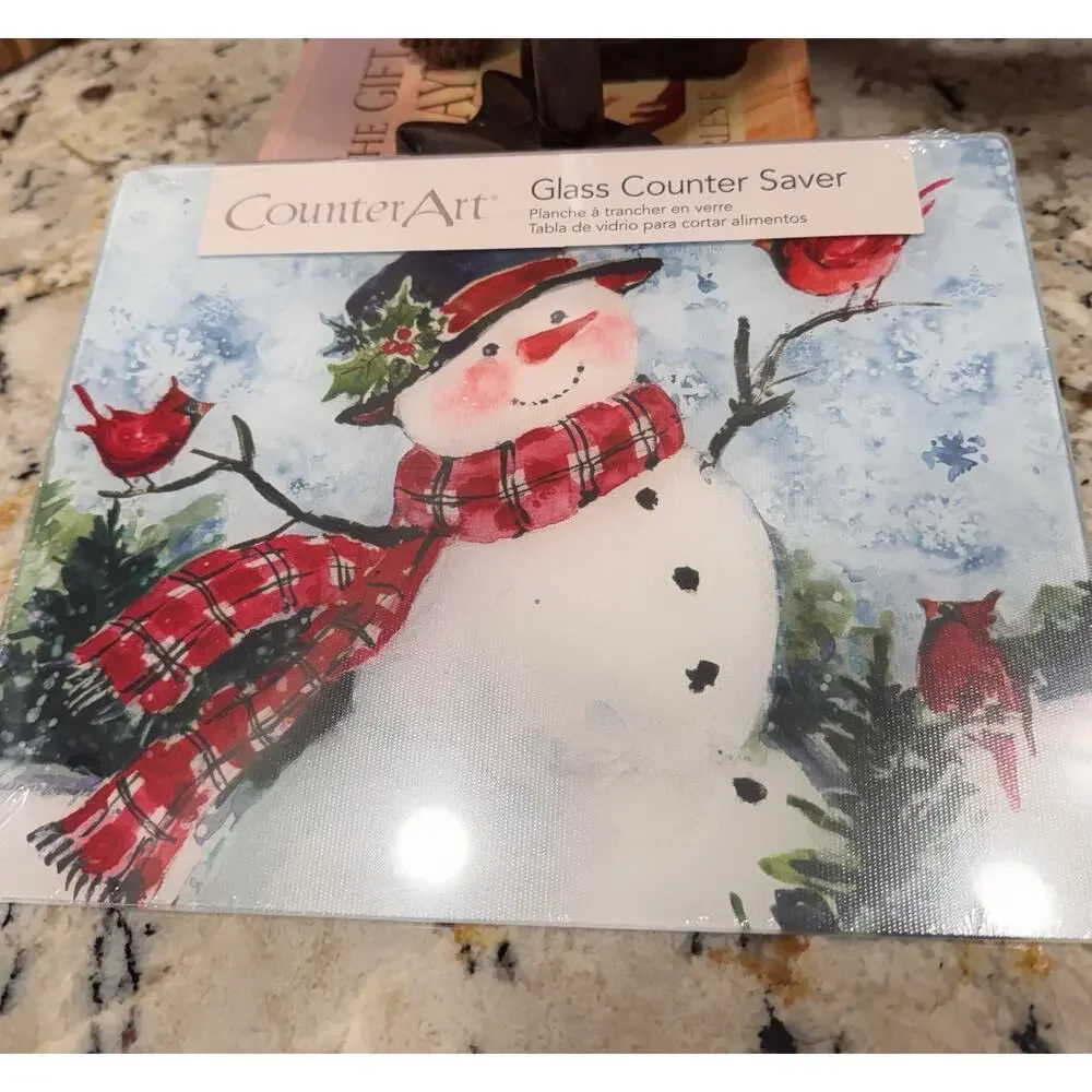 CounterArt Watercolor Snowman 3mm Tempered Glass Cutting 10